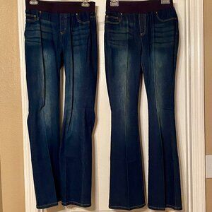 METRO BLUES (2) Pairs Blue Jeans Bootcut Pull On Stretch Wide Waist Both Size S